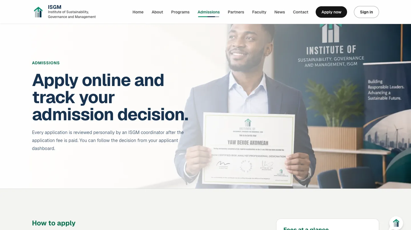 ISGM online application journey