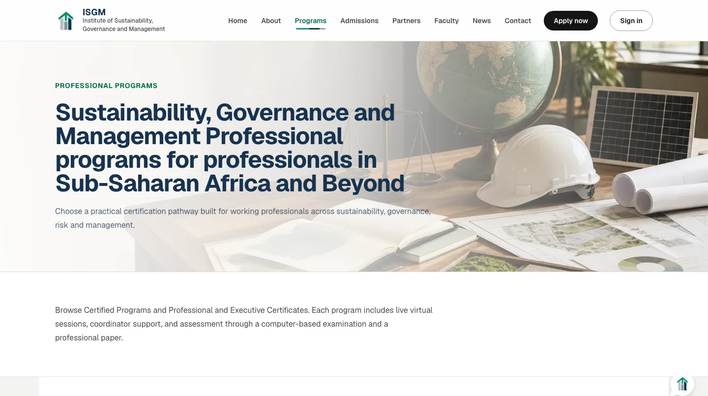 ISGM professional Programs catalogue